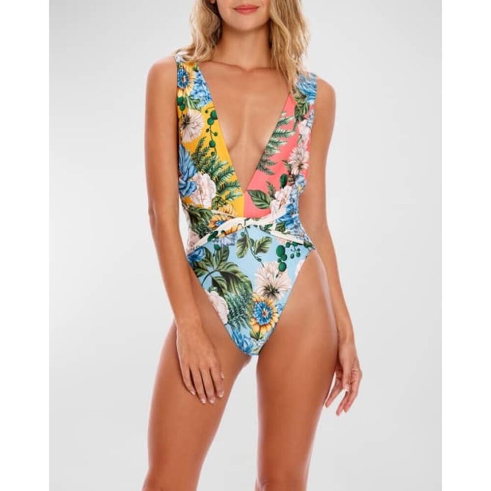 Agua Bendita Ellis Aine One-Piece Swimsuit Size Small Tropical Beach Resort Swim